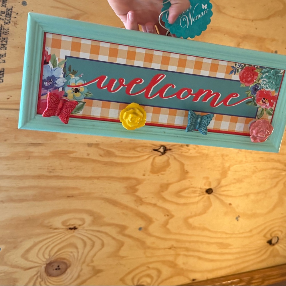 Pioneer woman Colorful Welcome Sign with Floral Accents